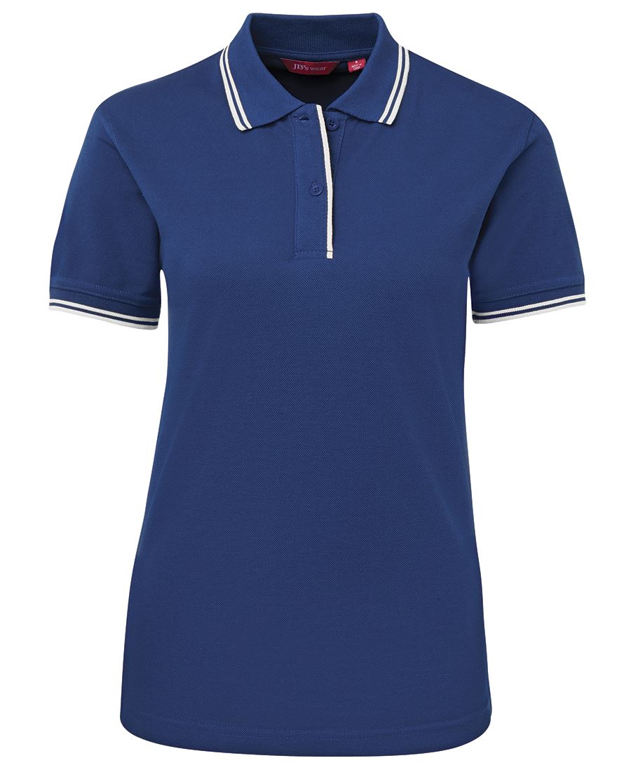 JB's LADIES CONTRAST POLO BLACK/WHITE-08 - Image 4