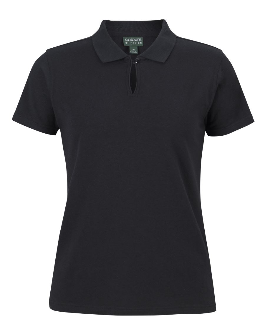 C of C LADIES COTTON S/S STRETCH POLO BLACK - 06