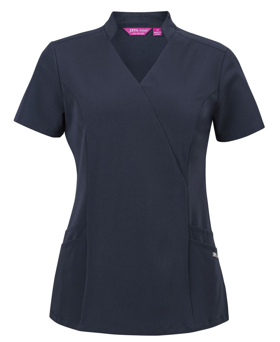 JB's LADIES NU MANDARIN COLLAR SCRUB TOP BLACK - 06 - Image 2