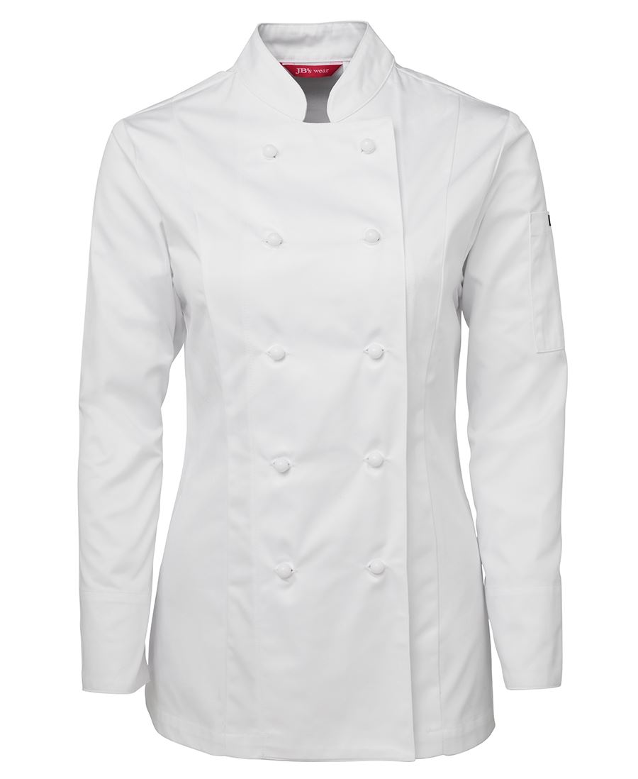 JB's LADIES L/S CHEF'S JACKET WHITE-06
