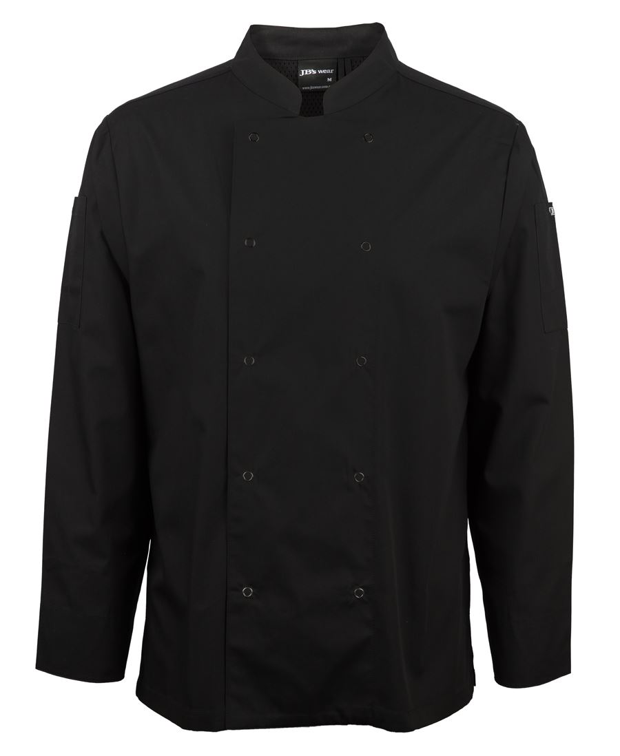 JB's L/S SNAP BUTTON CHEFS JACKET BLACK-3XS