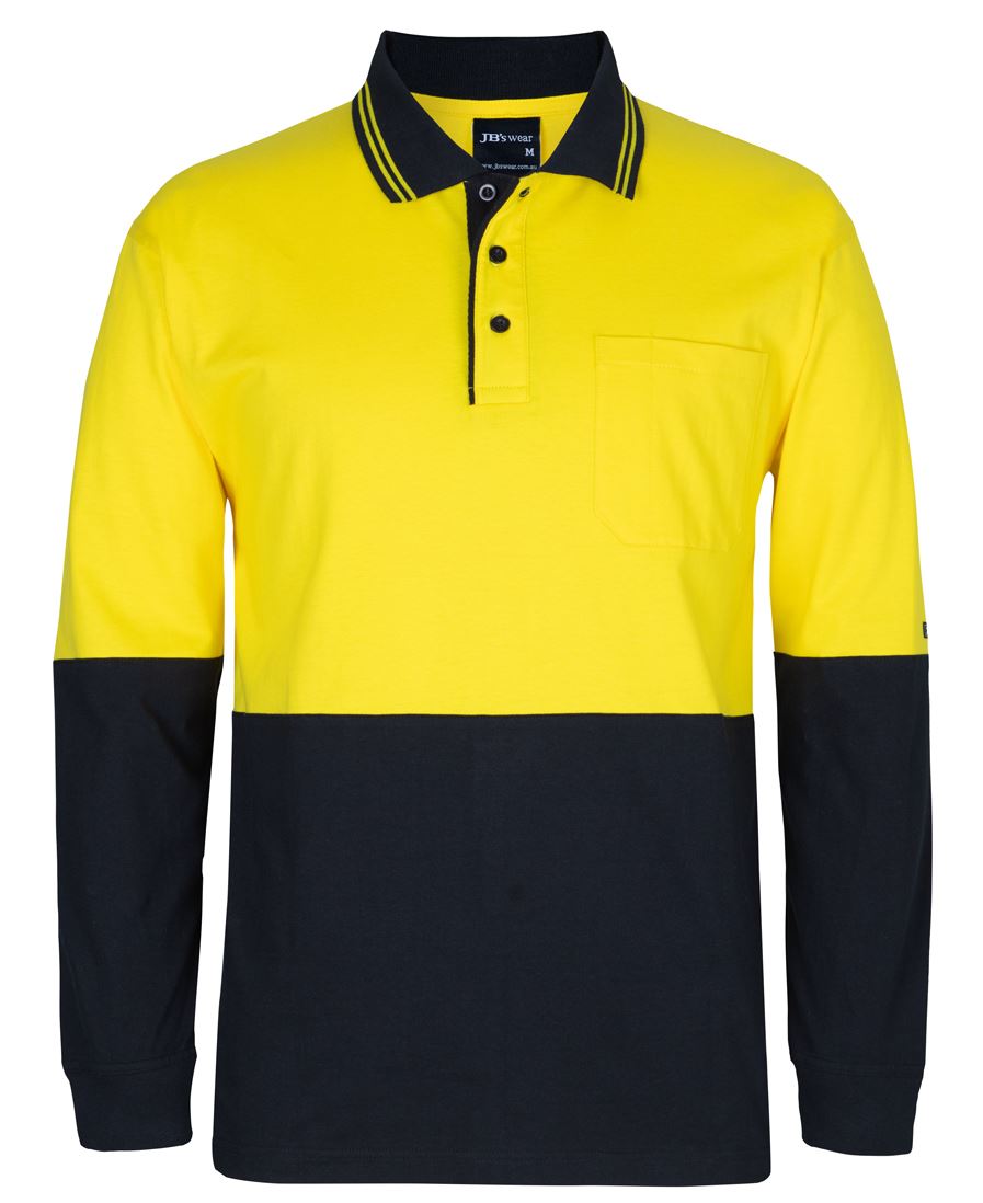JB's HV L/S COTTON POLO YELLOW/BLACK -2XS - Image 3