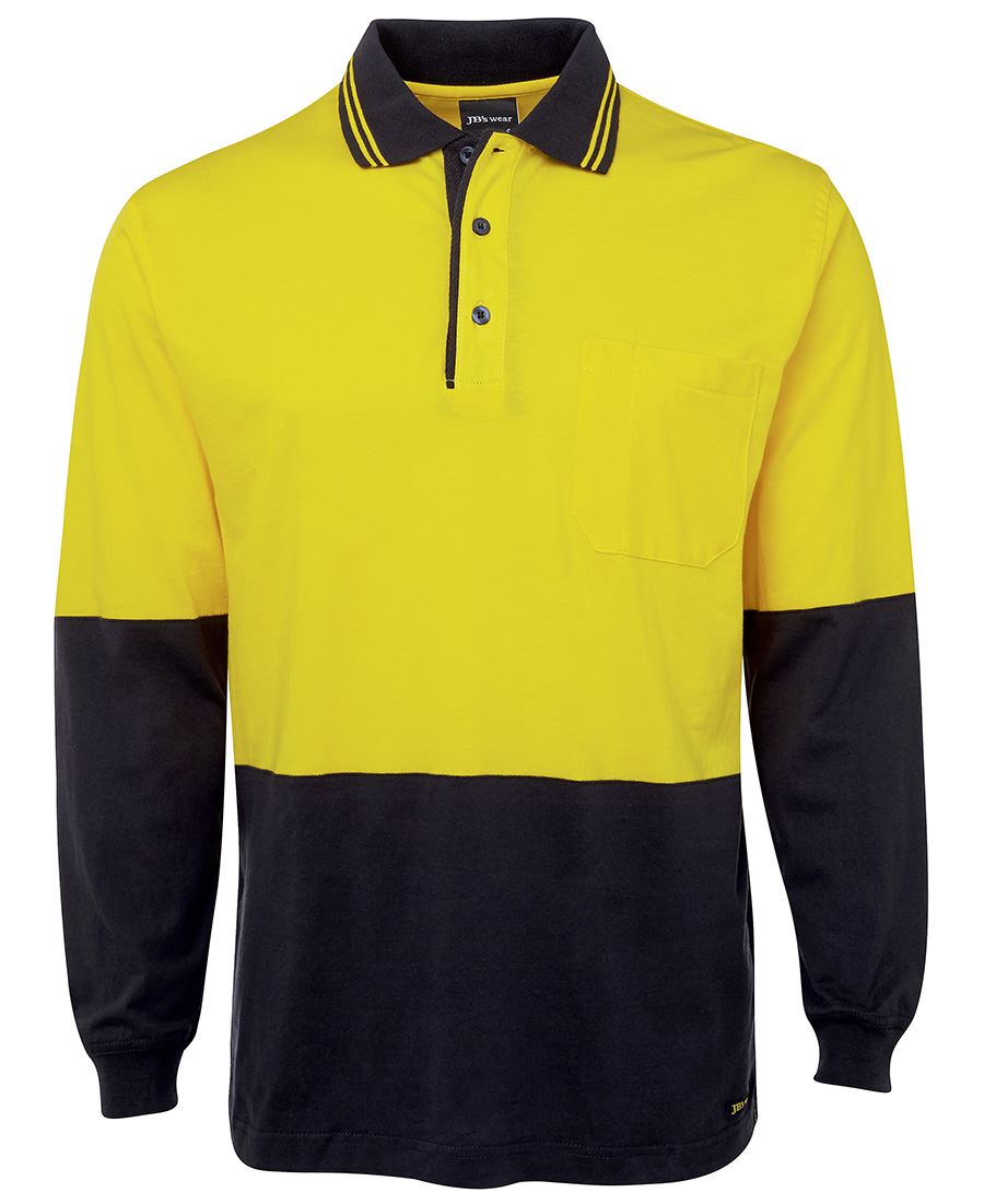 JB's HV L/S COTTON POLO YELLOW/BLACK -2XS - Image 4
