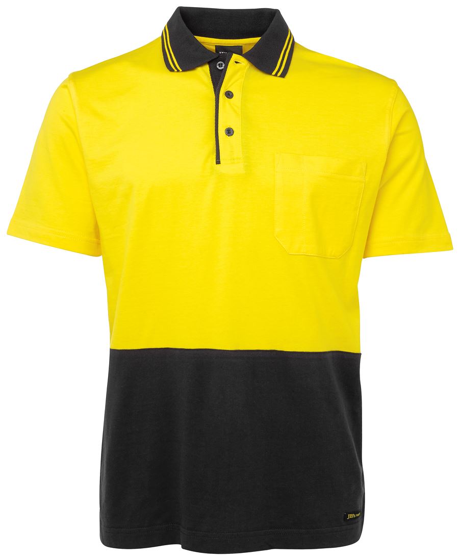 JB's HV S/S COTTON POLO YELLOW/BLACK-2XS - Image 3