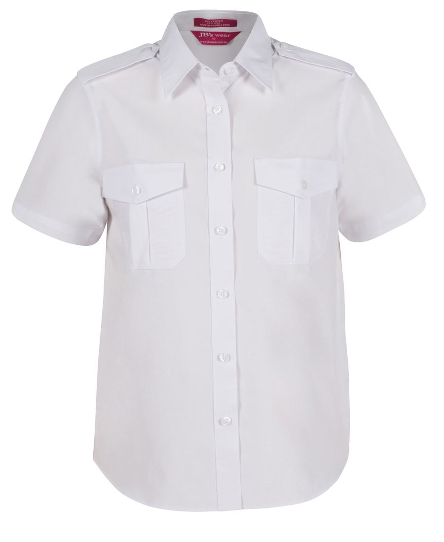 JB's LADIES S/S EPAULETTE SHIRT WHITE -08