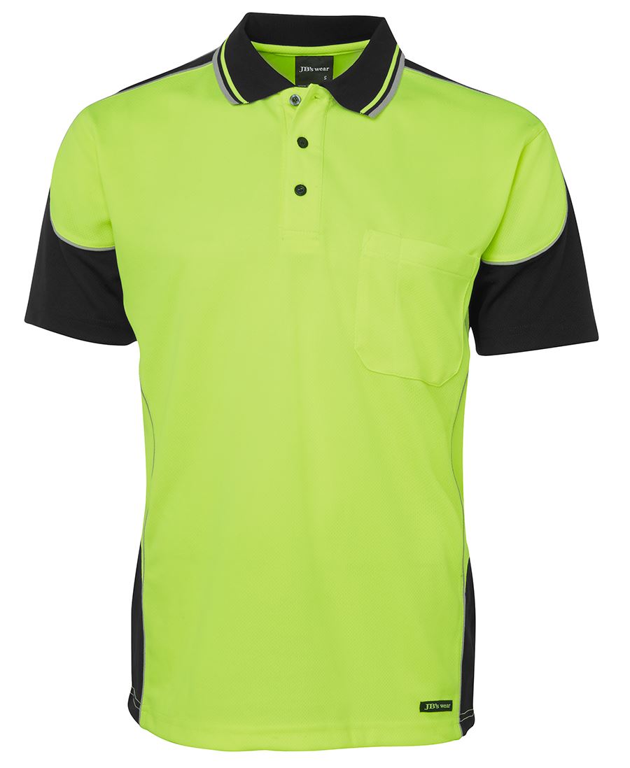 JB's HV 4602.1 S/S CONTRAST PIPING POLO LIME/BLACK -2XS