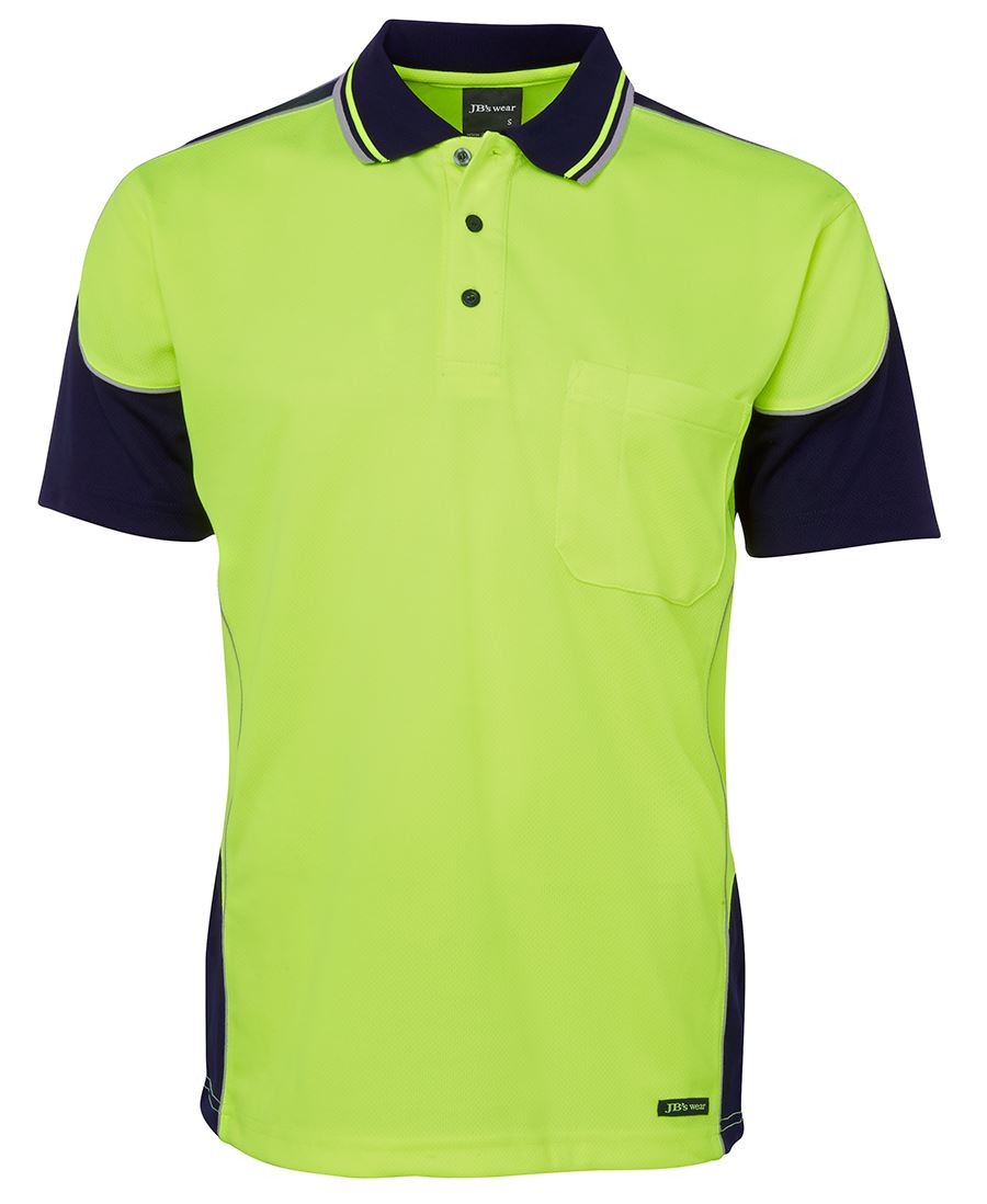 JB's HV 4602.1 S/S CONTRAST PIPING POLO LIME/BLACK -2XS - Image 2