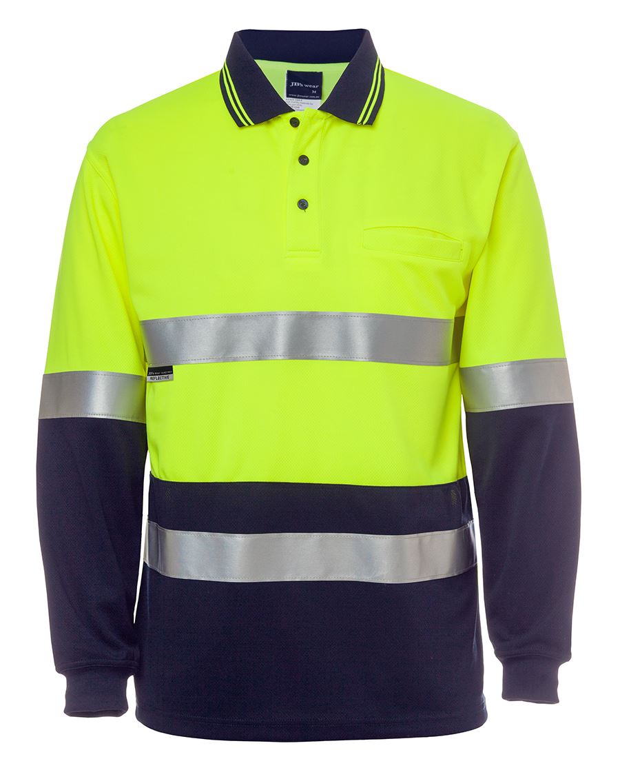 JB's HV L/S (D+N) COTTON BACK POLO LIME/NVY - XS