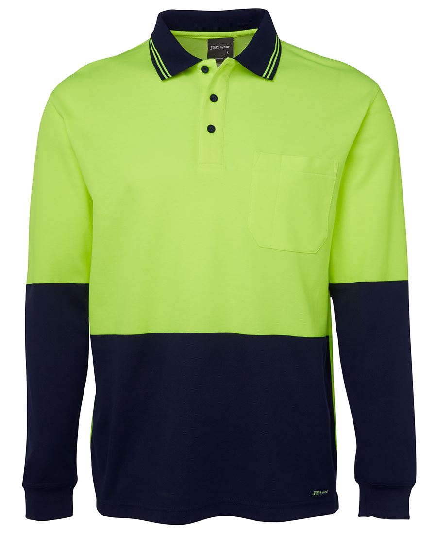 JB's HV L/S COTTON BACK POLO LIME/NAVY-2XS