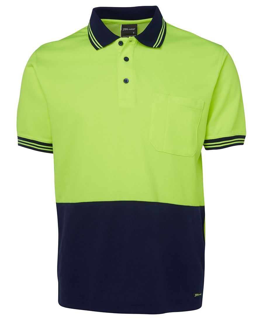 JB's HV S/S COTTON BACK POLO LIME/NAVY-2XS