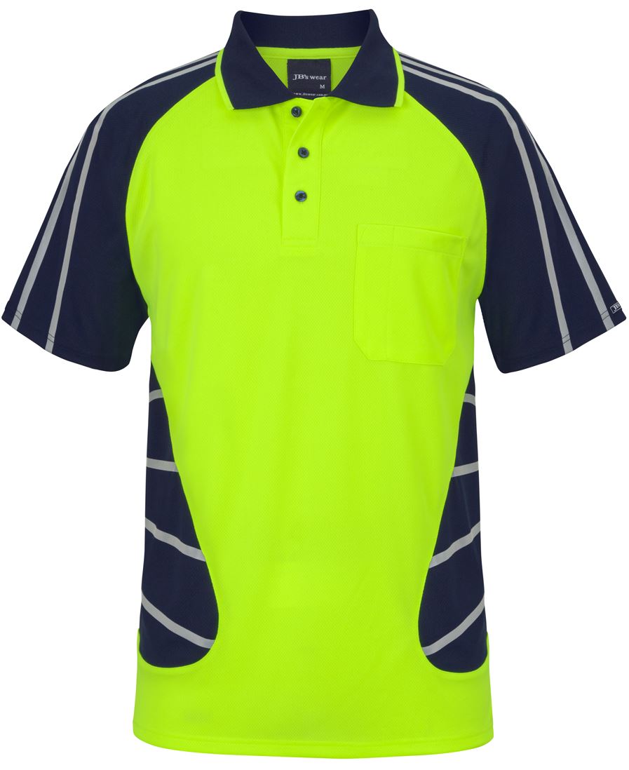 JB's STREET SPIDER POLO W/ REFLECTIVE STRIPE LIME/NAVY-2XS - Image 5