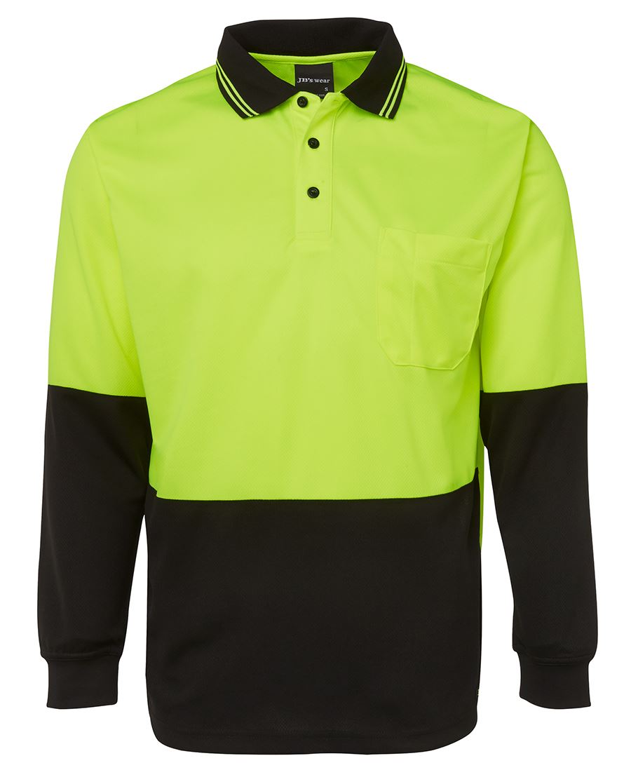 JB's HV L/S TRAD POLO LIME/BLACK -S