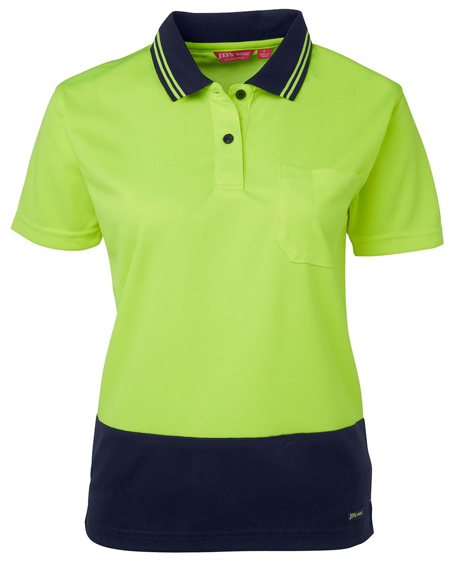 JB's LADIES HV S/S COMFORT POLO LIME/PINK -06
