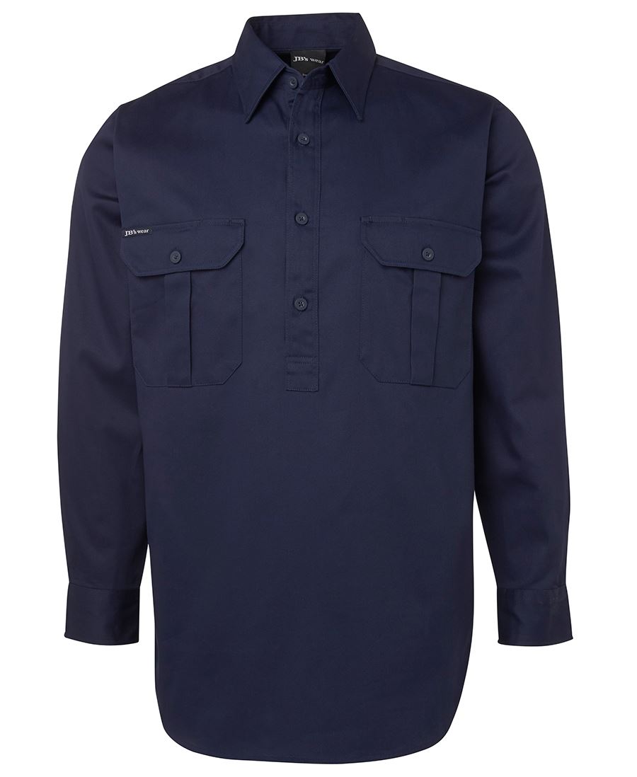JB's CLOSE FRONT L/S WORK SHIRT NAVY -S