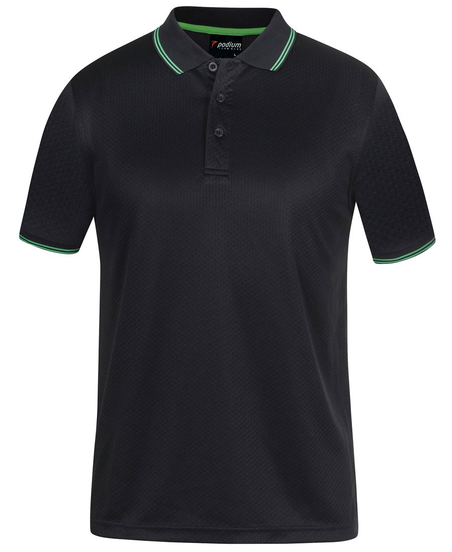 PDM JACQUARD CONTRAST POLO BLACK/PEA GREEN - S