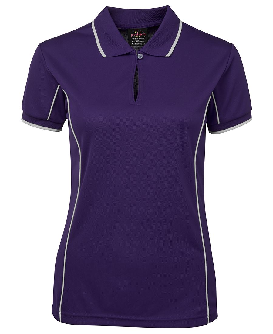 PODIUM LADIES PIPING POLO FOREST/WHITE-08 - Image 14