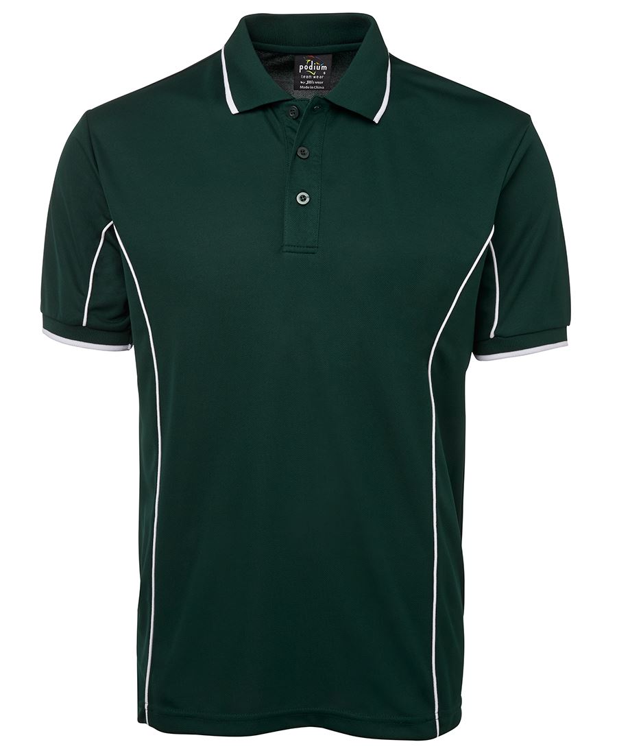 PODIUM S/S PIPING POLO FOREST/WHITE-2XS - Image 13