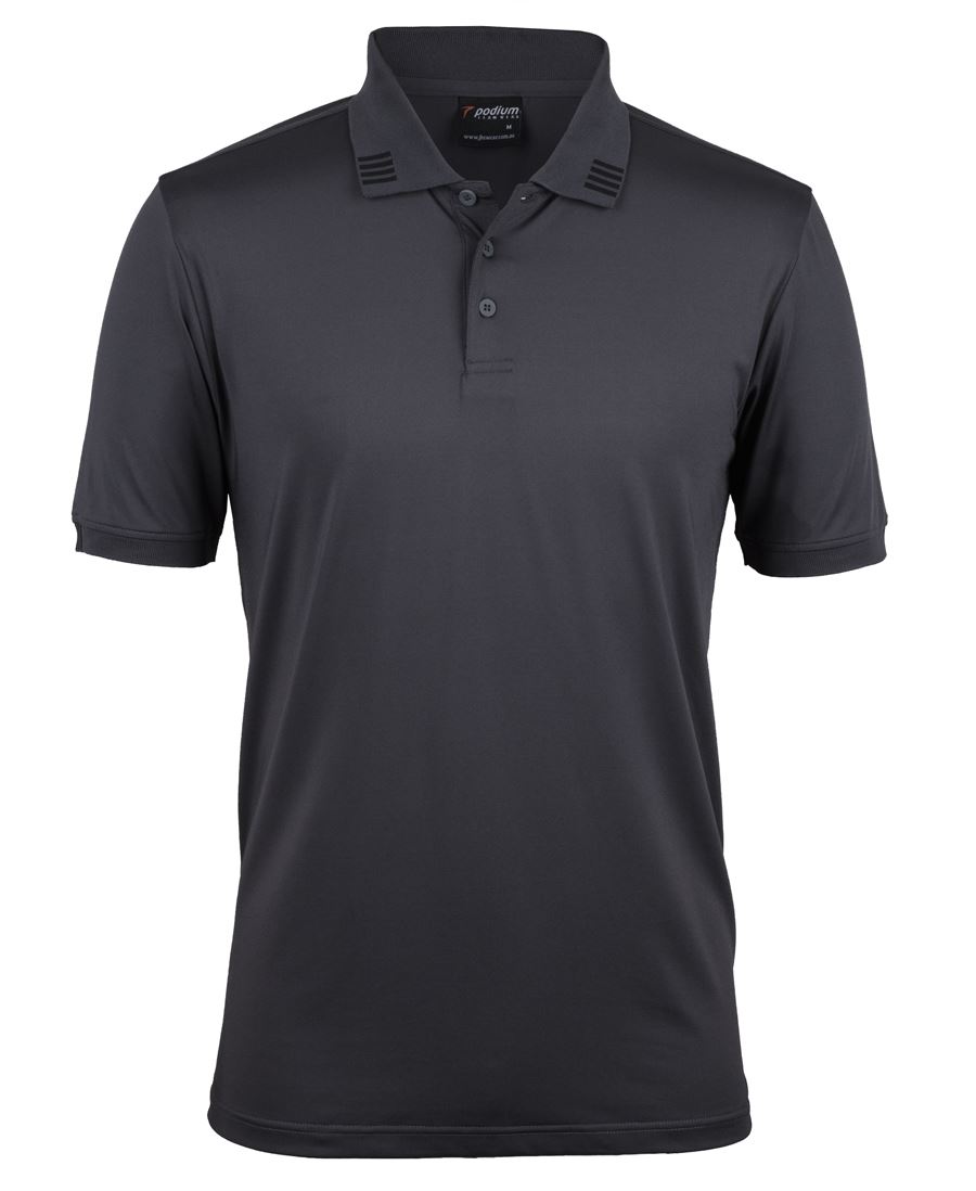 PODIUM 4 STRIPE S/S STRETCH POLO BLACK/CHARCOAL - 3XS - Image 3