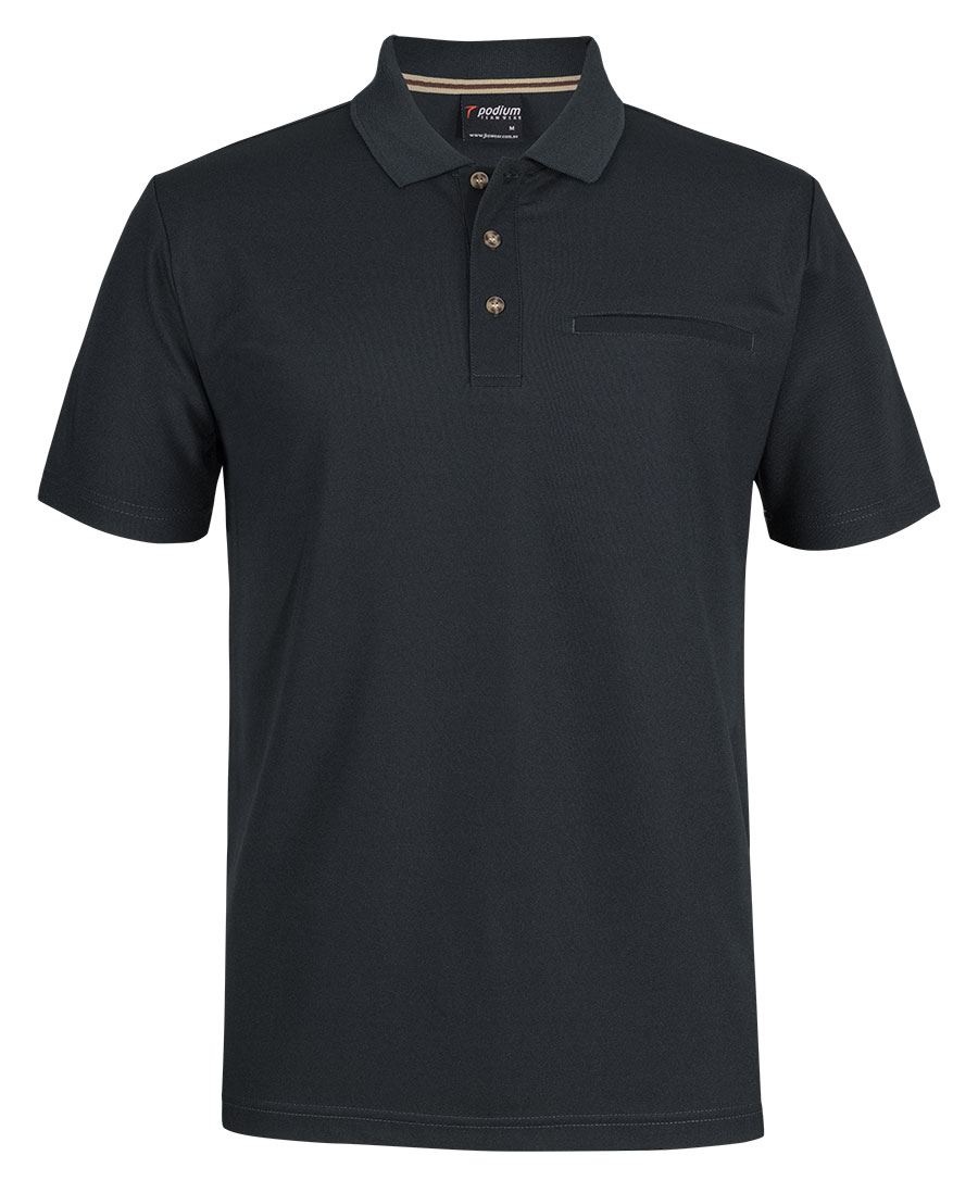 PODIUM S/S RECYCLED POLYESTER POCKET POLO BLACK - 2XS - Image 5