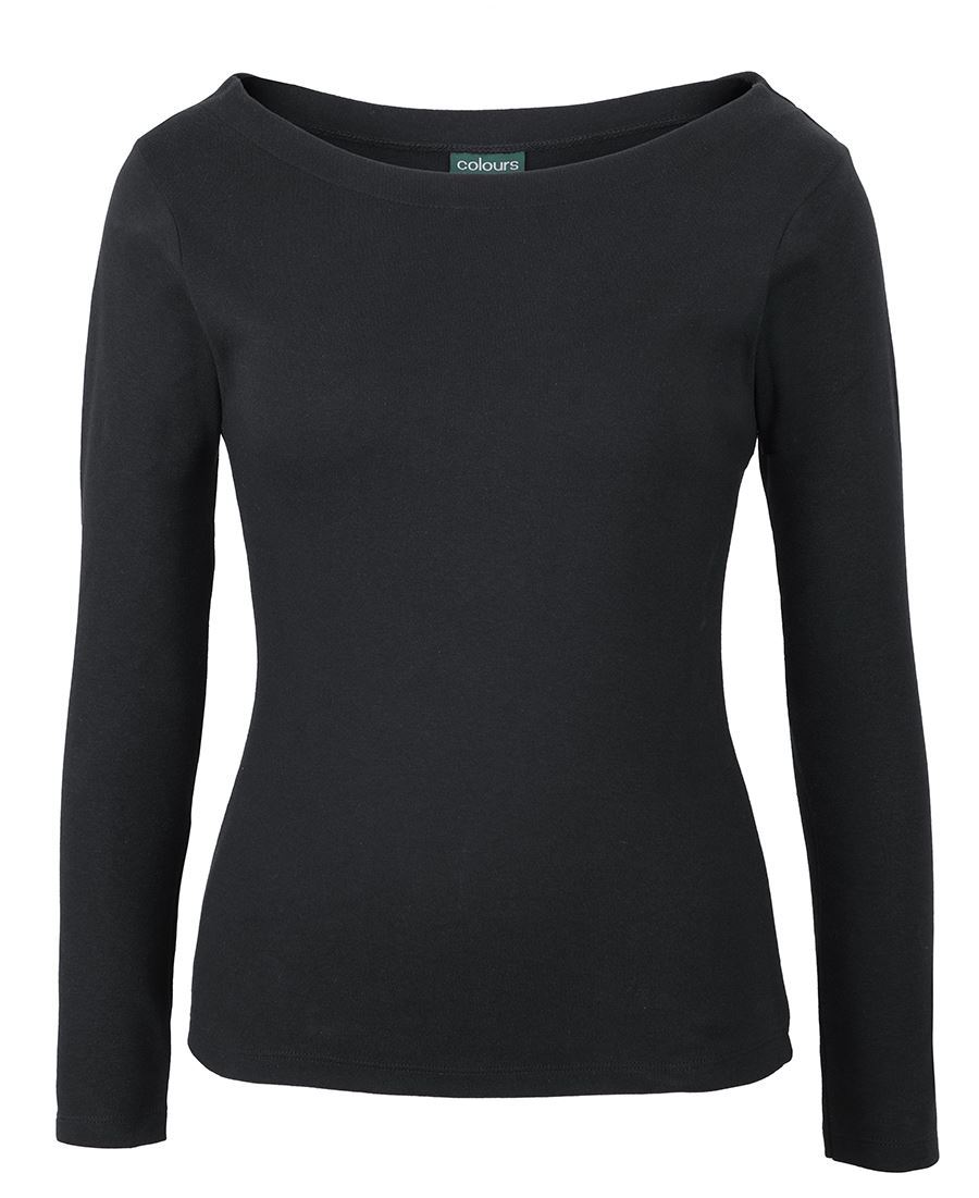 C of C LADIES L/S BOAT NECK TEE BLACK - 06