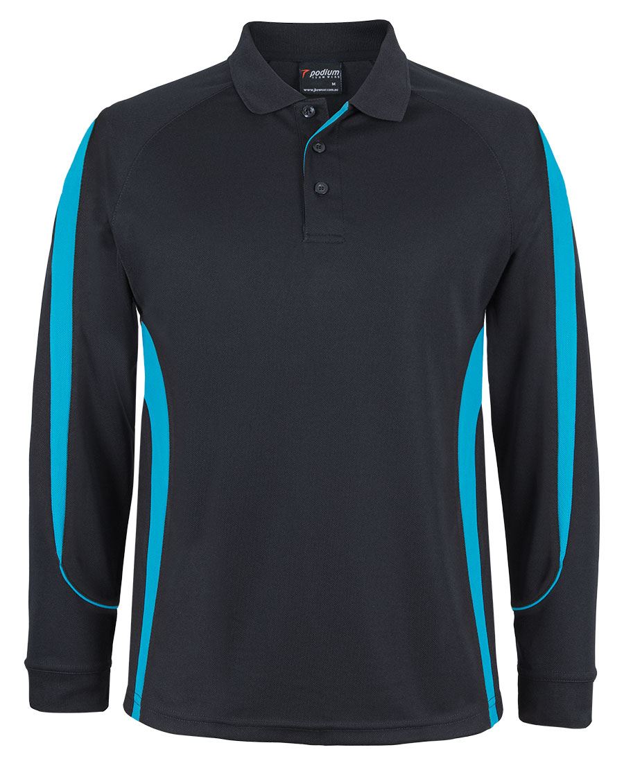 PDM L/S BELL POLO BLACK/AQUA - 3XS