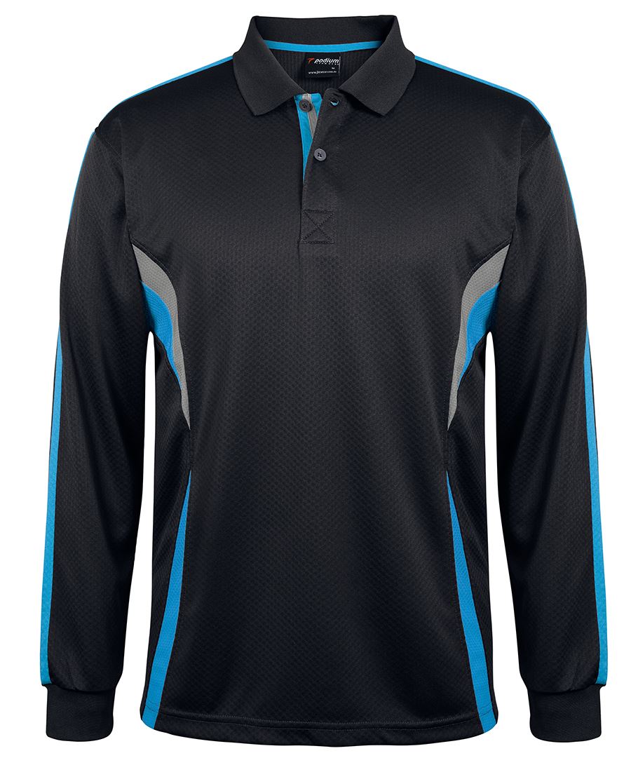 PODIUM L/S COOL POLO BLACK/RED/GREY - 2XS